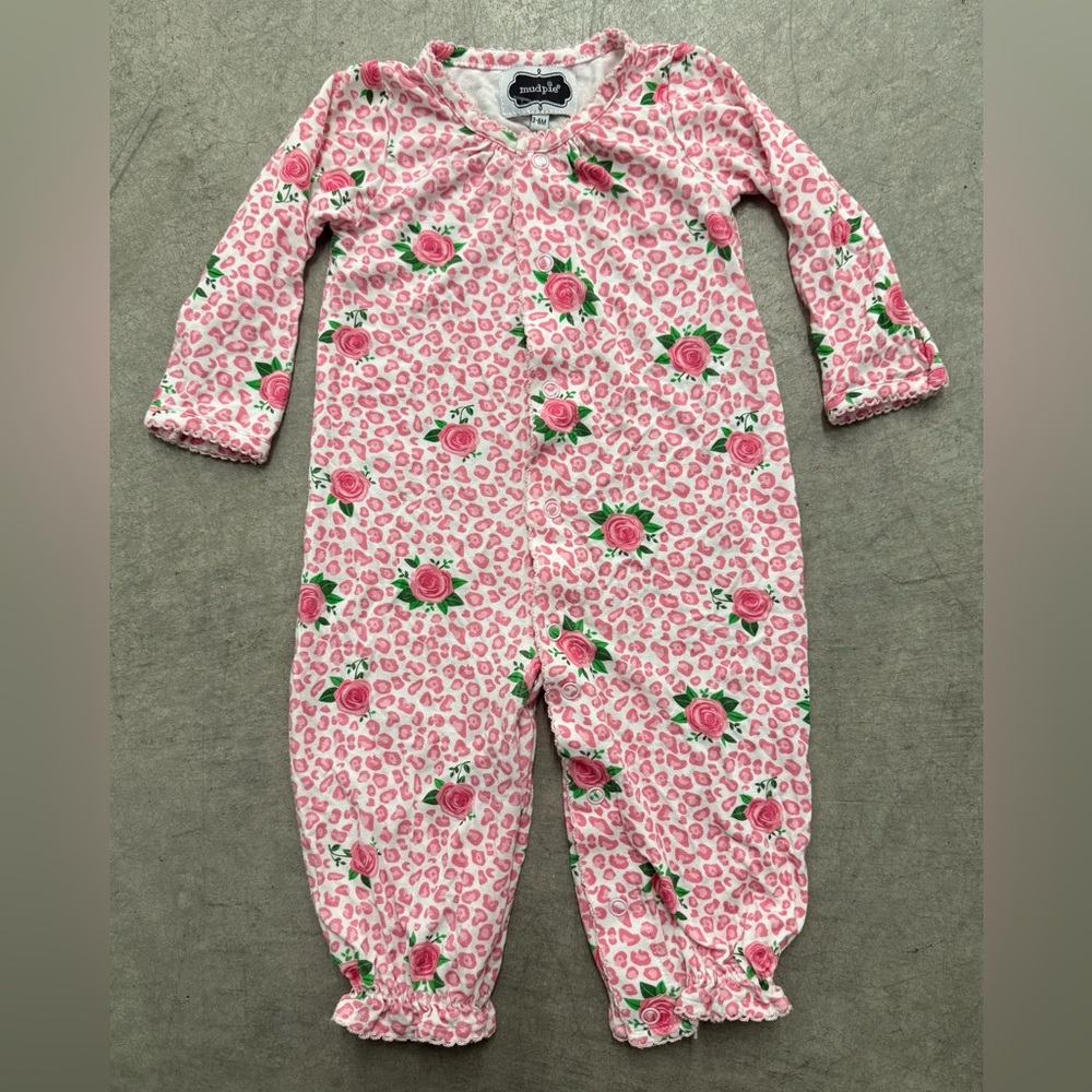 Mudpie Cotton Floral Print One Piece 3-6M
